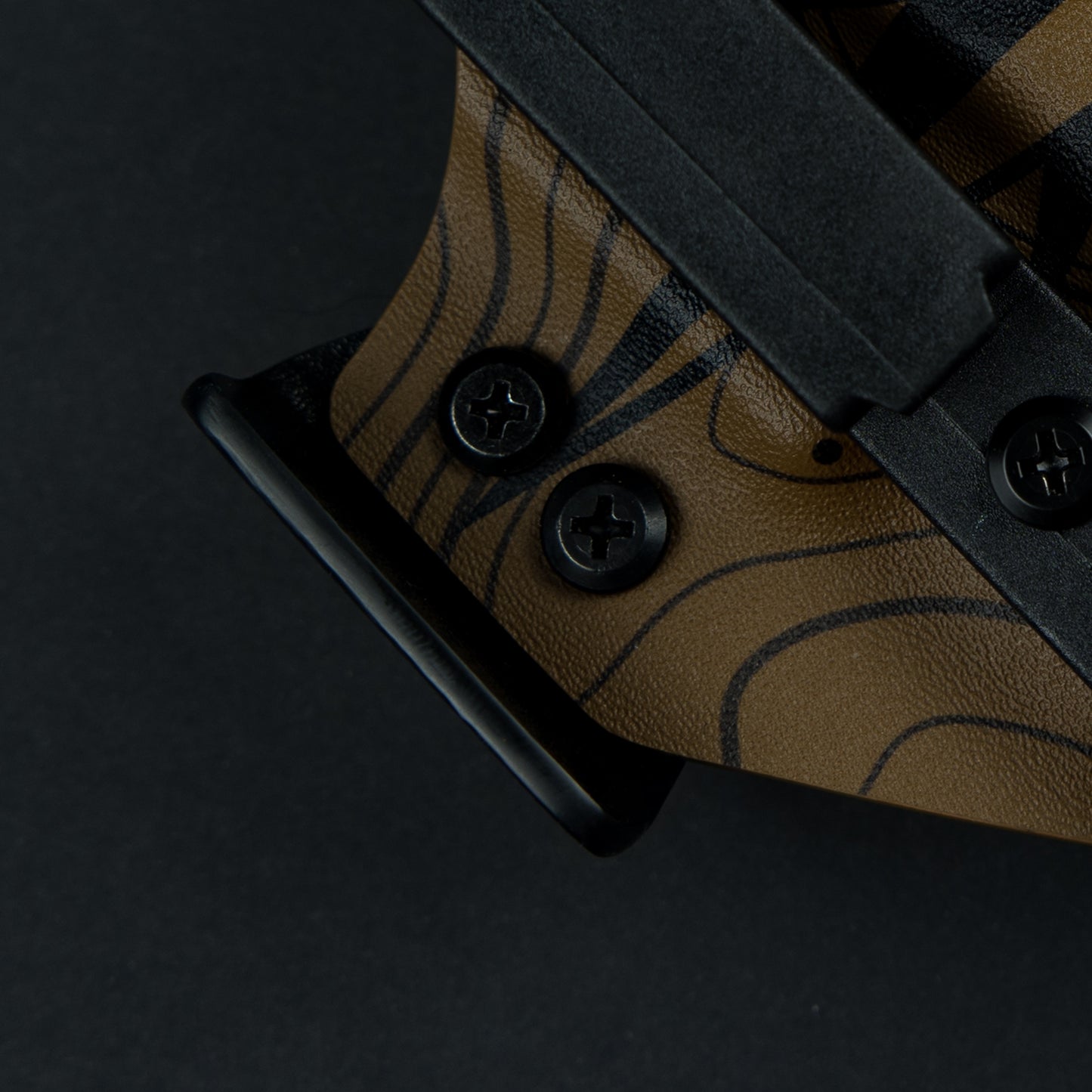 AIWB Kydex Holster, Dual Clip, Infused, Front View, Close-up, Claw, Brown