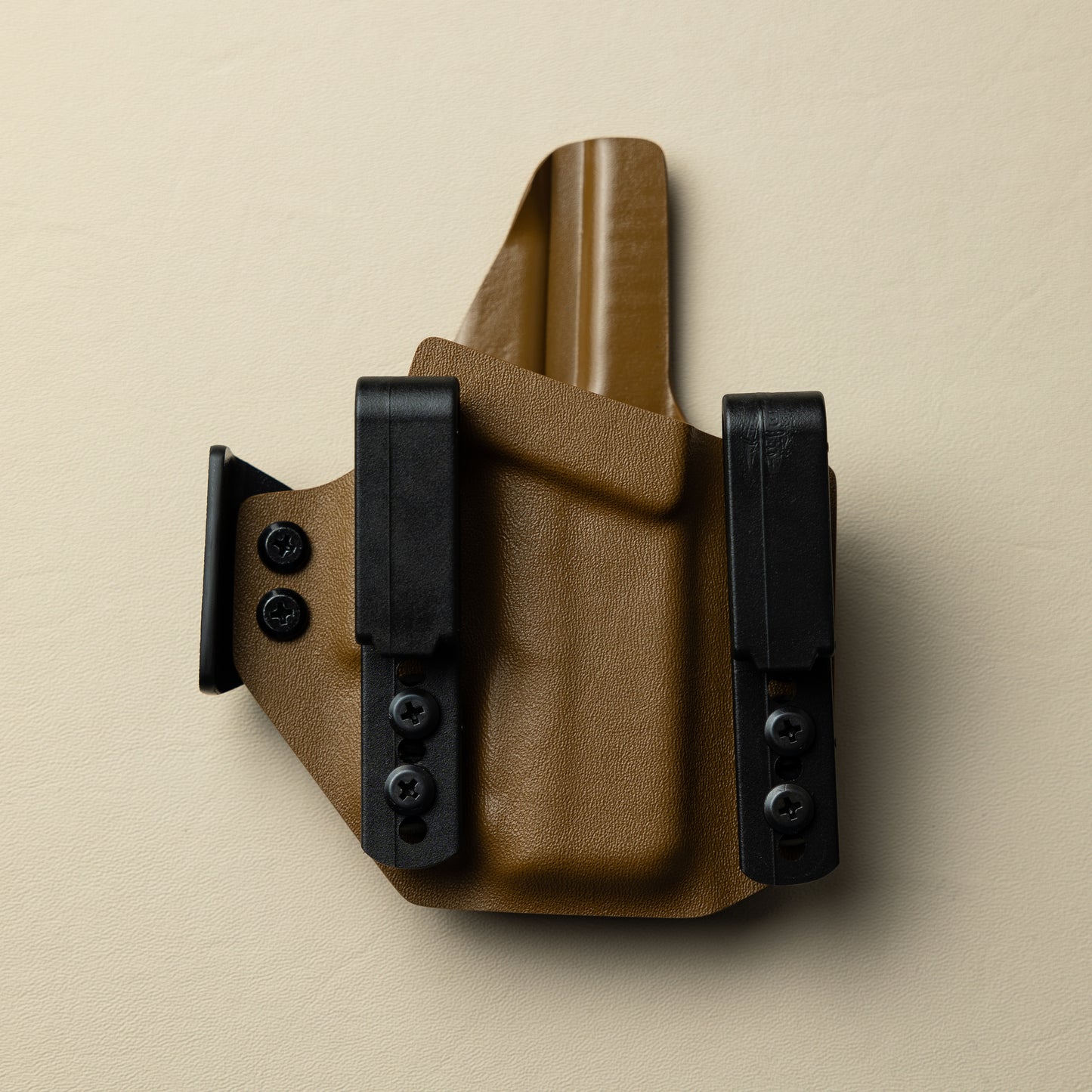 AIWB Kydex Holster, Dual Clip, Brown, Front View