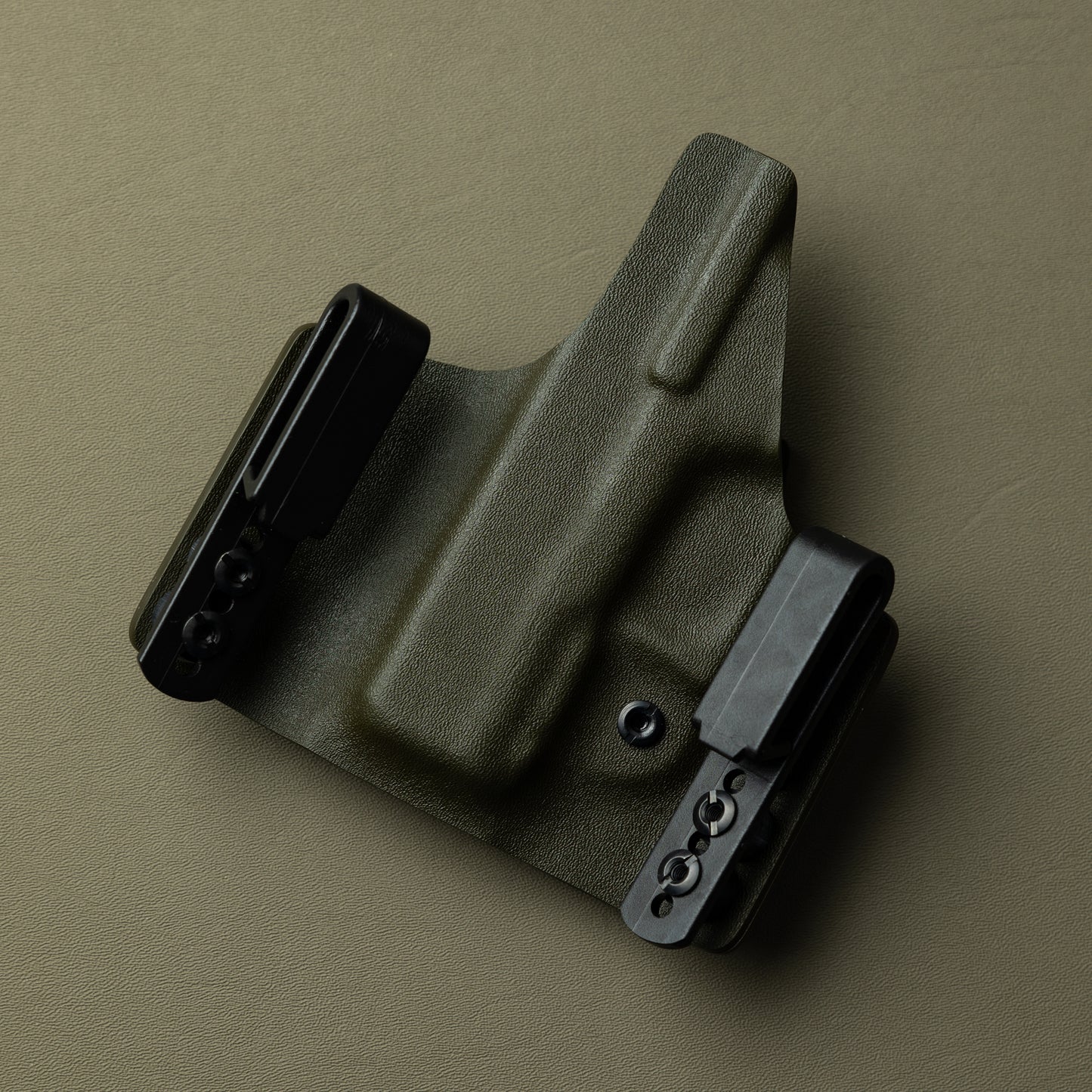 OWB Kydex Holster, Dual Clip, Green, Back View