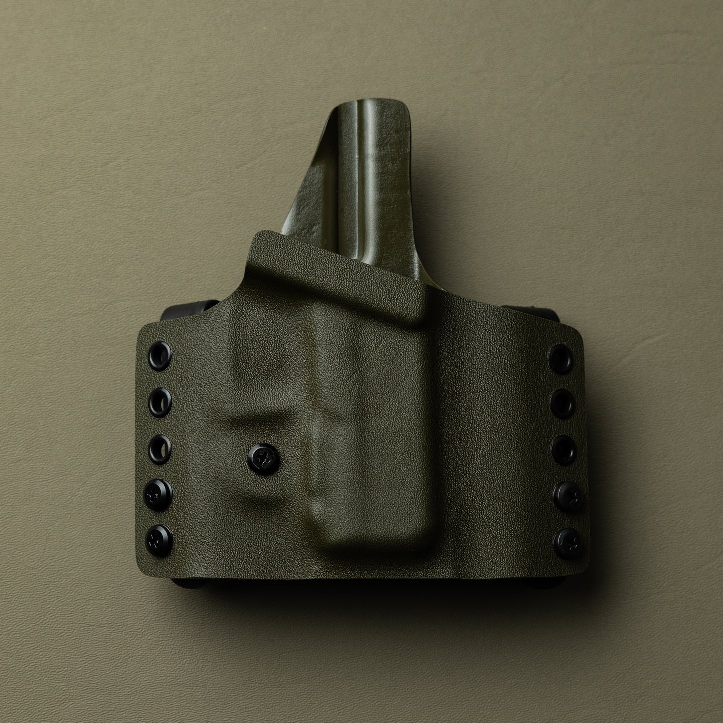 OWB Kydex Holster, Dual Clip, Green, Front View